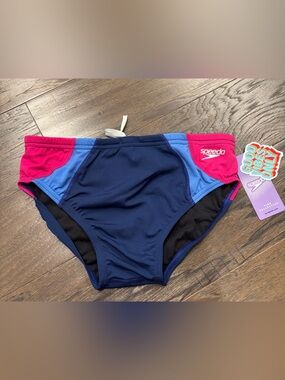 Speedo Vibe Collection UPF 50+,chlorine resist,swim briefs,elastic/drawcord
